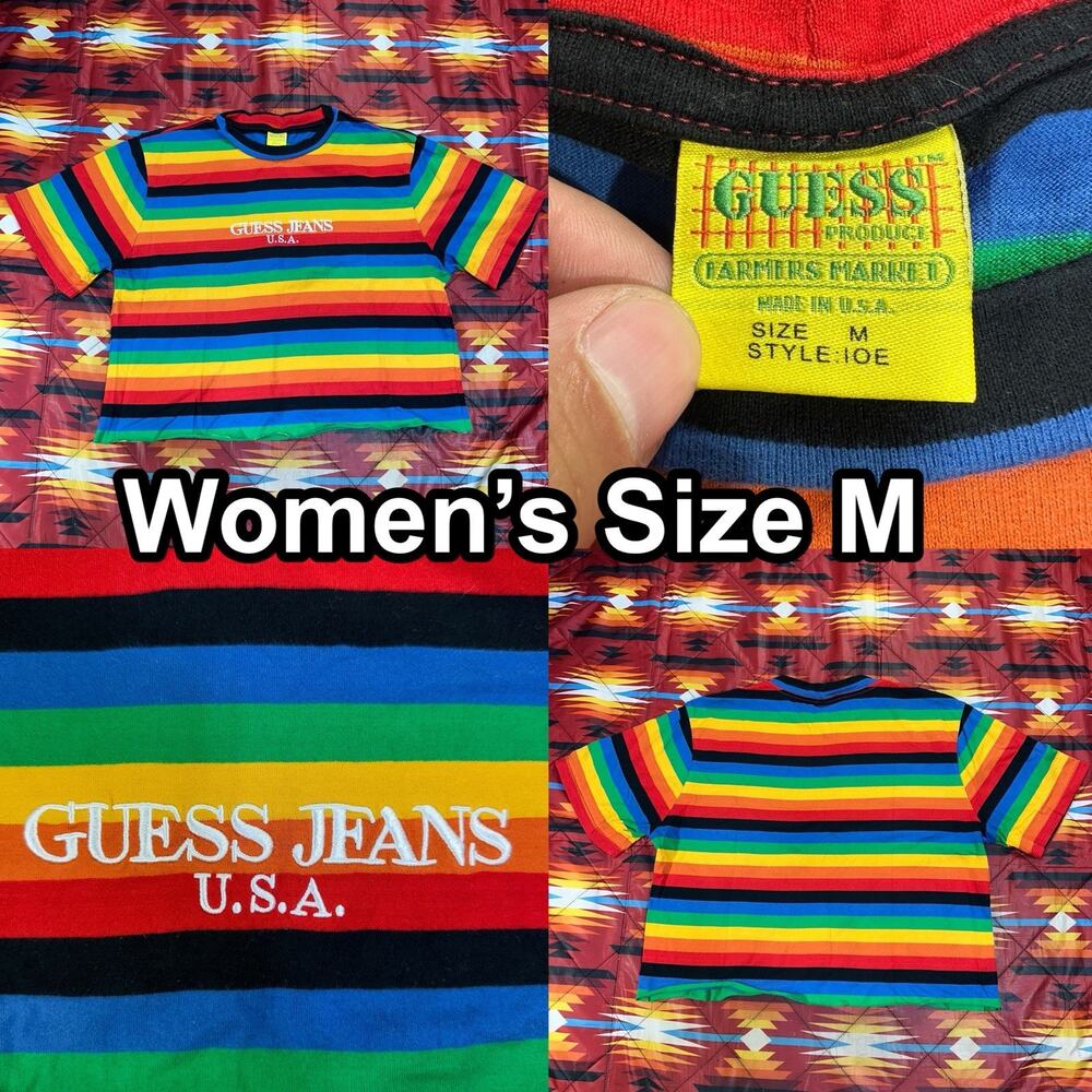 Guess Farmers Market Women’s Medium Sean Wotherspoon Rainbow Striped Shirt READ